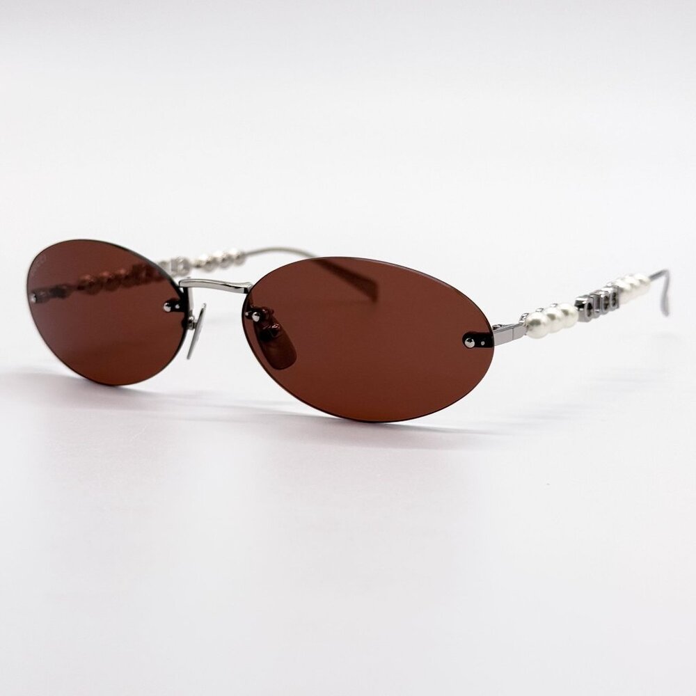 NEW GUCCI SUNGLASSES SILVER WOMEN OVAL EYEWEAR GUCCI GG1922S 002 - Picture 4 of 14